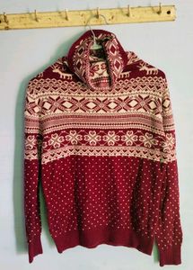 Stylish Woolen Sweater for Winter – Maroon &amp; White