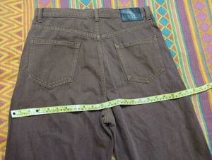 High Waisted Brown Straight Fit Jeans