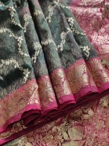 Green And Maroon Pure Silk Saree