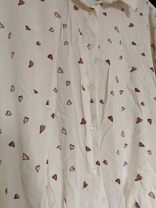 Heart Print Tie-Waist Blouse