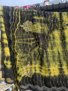 Embroidered Tie-Dye Indian Dress Fabric