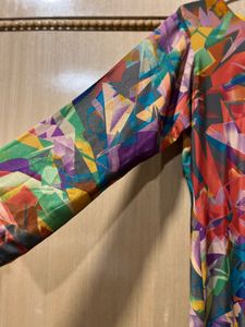 Colorful Abstract Printed Suit with Beige Dupatta