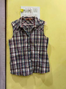 Plaid Sleeveless Top Bust ,34-36
