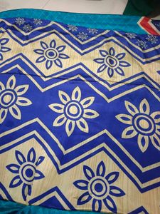 Blue &amp; Red Floral Saree