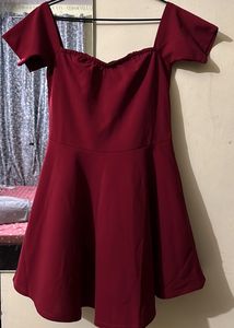Burgundy Off-Shoulder Dress
