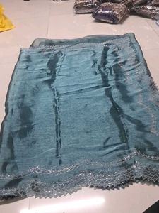 Elegant Teal Embellished Saree