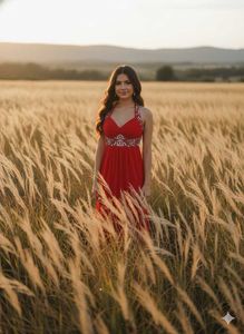 Red Embellished Party Dress