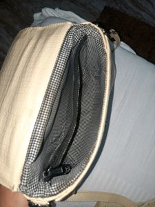 Toteca Beige Sling Bag With Two Compartments