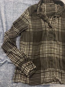 Black Plaid Button-Up Shirt