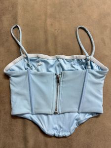 Blue Corset Crop Top