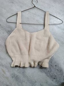 Cute Frilled Knitted Crop Tank Top