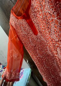 Orange Embroidered Kurta