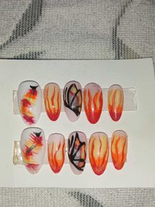 Flame Butterfly Press-On Nails