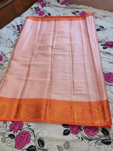 new unused Elegant Peach &amp; Orange Saree