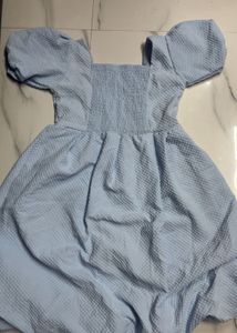 Cute Blue Puff Sleeve Dress