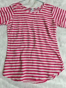 Pink &amp; White Striped Top