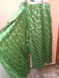 Free Size Green Full Flared Palazzos
