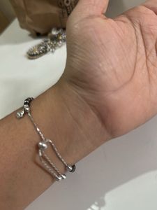 Silver black beads Bracelet