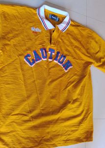 Vintage Caution Graphic Polo Shirt