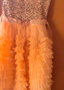 Girls&#39; Sparkly Peach Ruffle Dress