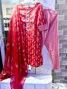 Red Kurta Pant Duppta Set