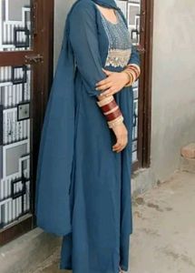Elegant Blue Anarkali Kurta Set