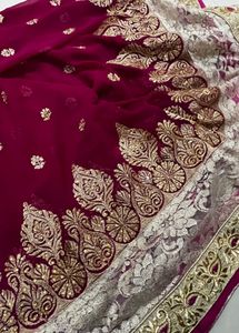 Elegant Maroon Embroidered Saree