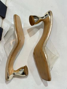 Gold Clear Strap Heels - Size 7