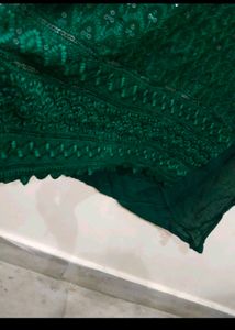 Deep Green Sequins Embellished Chickenkaari Kurta