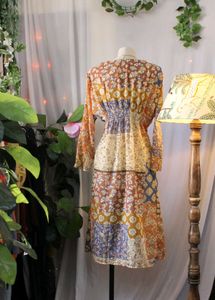 Vintage Patchwork Midi Dress