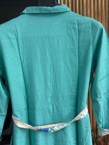 Aqua Shirtdress with Belt Midi