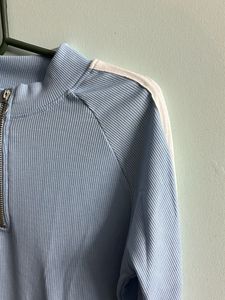 Blue Ribbed Full Sleeve Active Wear