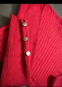 Red Ribbed Turtleneck