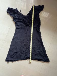 Black Ruffled Neck Dress