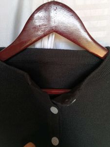 Black Cropped Button-Up Cardigan