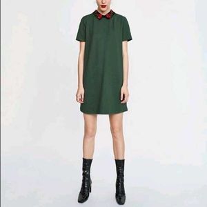 Zara Green Floral Collar Dress