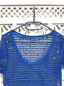 Blue Crochet Knit Top C
