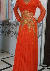 Elegant Orange Ethnic Gown