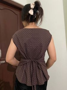 Brown Polka Dot Top