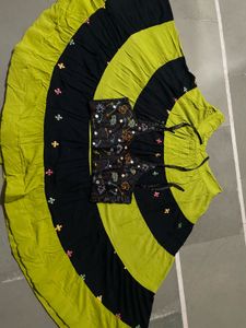 Green Nd Black Navratri Skirt