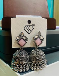 Pink Jhumka Earrings