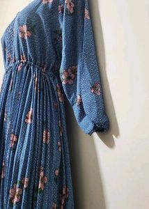 Blue Floral Print Dress