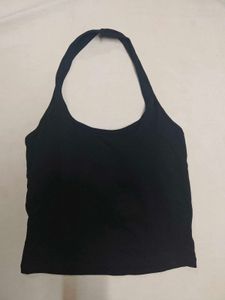 Black Halter Neck Padded Tank Top