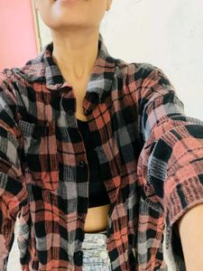 Formal Loose  Shirt With Check Design