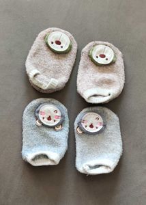 Kicks & Crawl Teddy Face Patch Pair Of 2 Socks