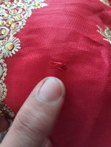 Red Embroidered Dress Material