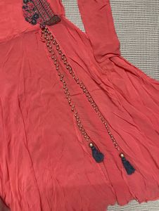 Coral Kurta With Slit