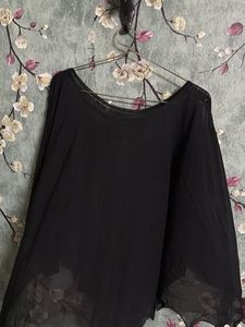 Black Poncho Style Top