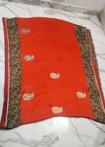 Orange Embroidered Saree