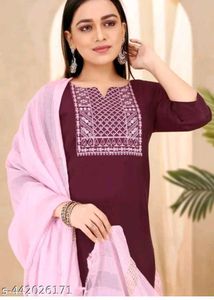 Kurta Pant Dupatta Set For Party Wear